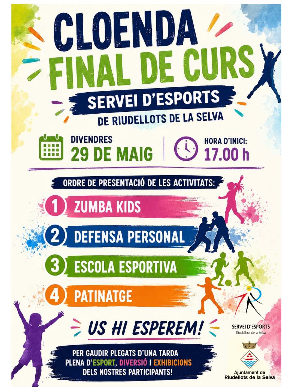 CLOENDA FINAL DE CURS – SERVEI D’ESPORTS DE RIUDELLOTS DE LA SELVA