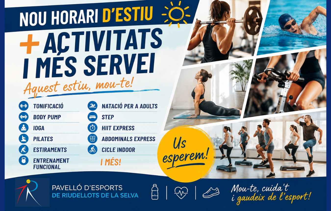 Nou horari d’estiu al Pavelló d’Esports de Riudellots de la Selva